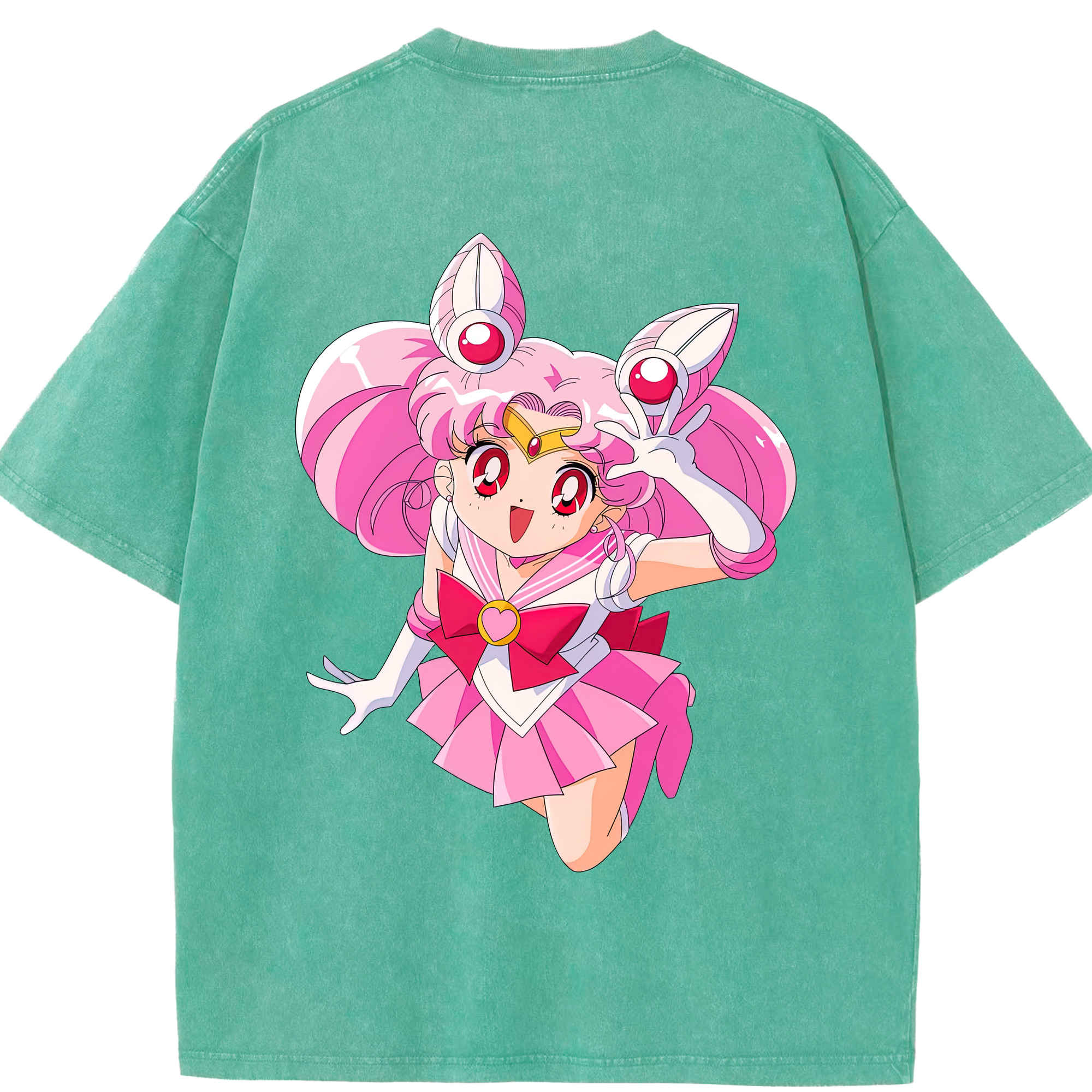 （画像用） 美少女戦士セーラームーン ちびうさ Sailor Moon Chibiusa Tsukino Usagi Small Lady Serenity 綿100% ヴィンテージ風 半袖Tシャツ（背面プリント）